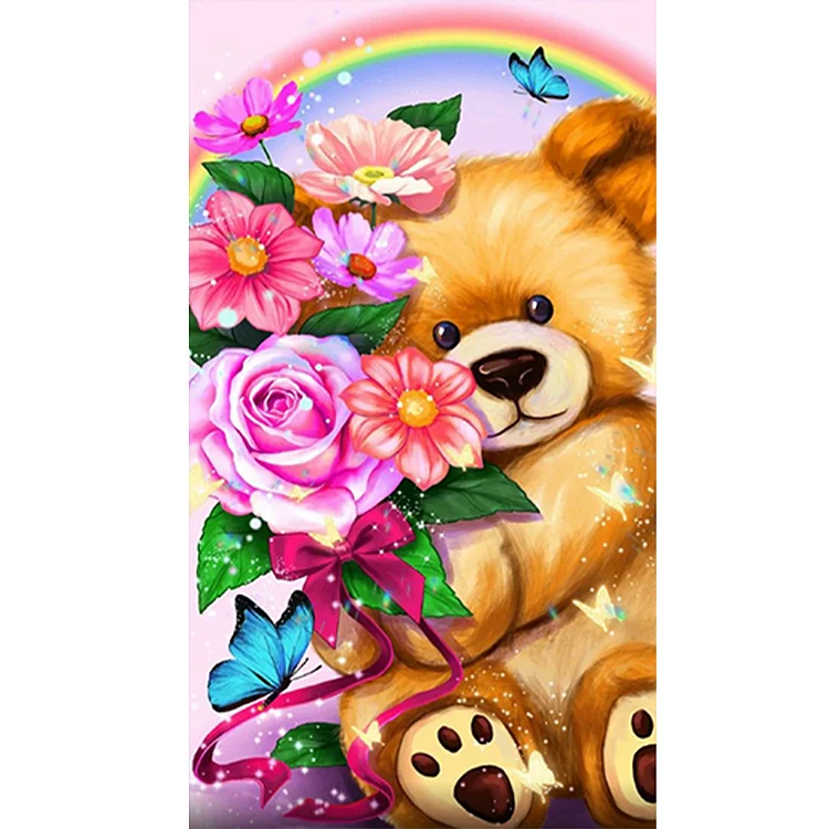 Cartoon Bear 40*70CM(Canvas) Full Round Drill Diamond Painting gbfke