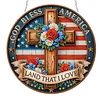 Diamond Painting Single-Sided Acrylic God Bless America - Cross Hanging Pendant Sun Catcher for Home Garden Wall Door