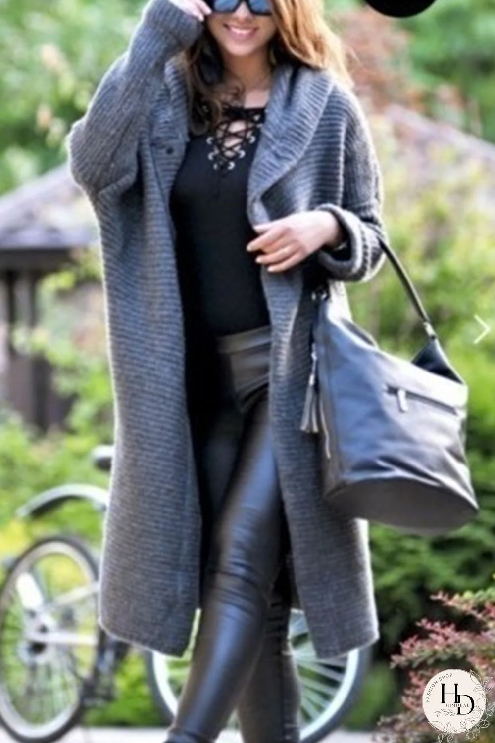 Beige Fashion Cardigan Hooded Long Jacket