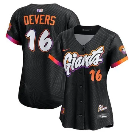 Women's San Francisco Giants #16 Rafael Devers  Black 2025 City Connect Limited Player Jersey