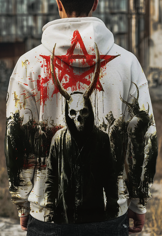 Satanic Devil's Pentagram Bloody 3D Printed Totem Vintage Unisex Casual Sports Hoodie