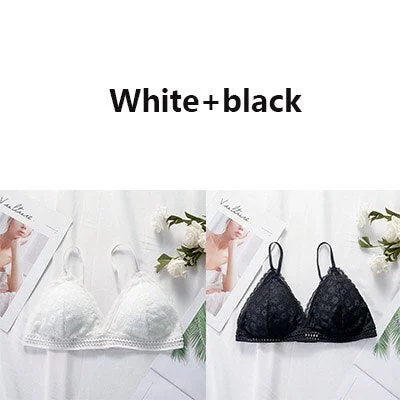 Lace bra, women's panties, triangle cut, lingerie, V-shaped wireless underwear, soft and thin seamless 1/2 piece bra, 2021