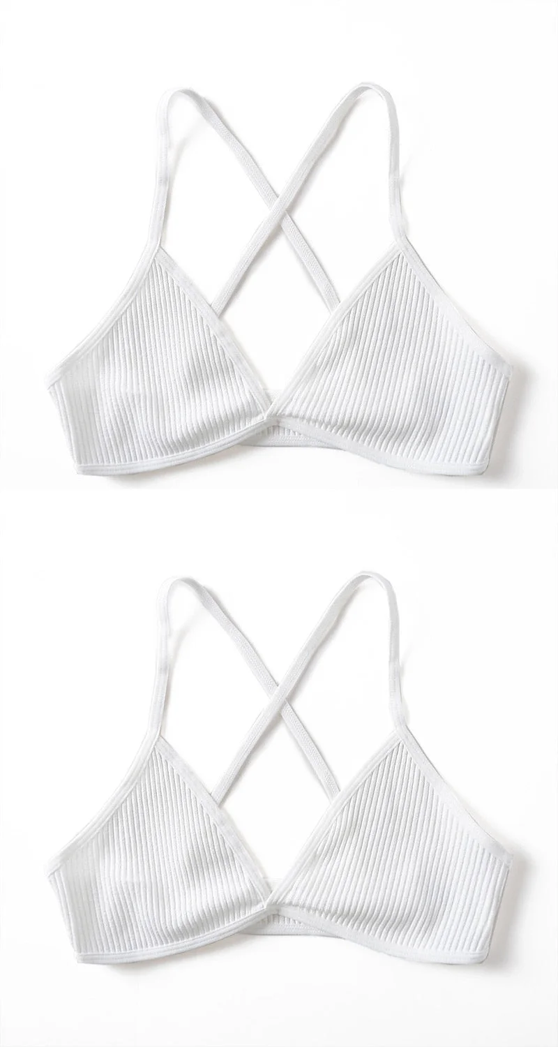 2 PCS Comfort Cotton Bra For Women French Style Bralette Deep V Triangle Cup Bralet Underwear Wireless Lingerie Push Up Bras