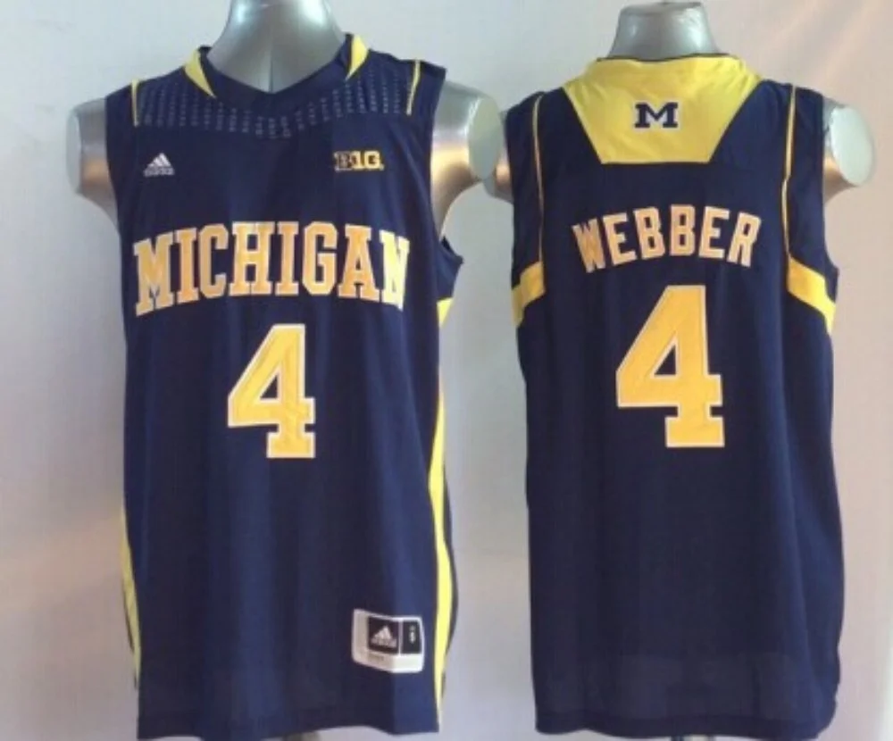 Men's Michigan Wolverines Chris Webber #4 Navy Team Replica Basketball Jersey