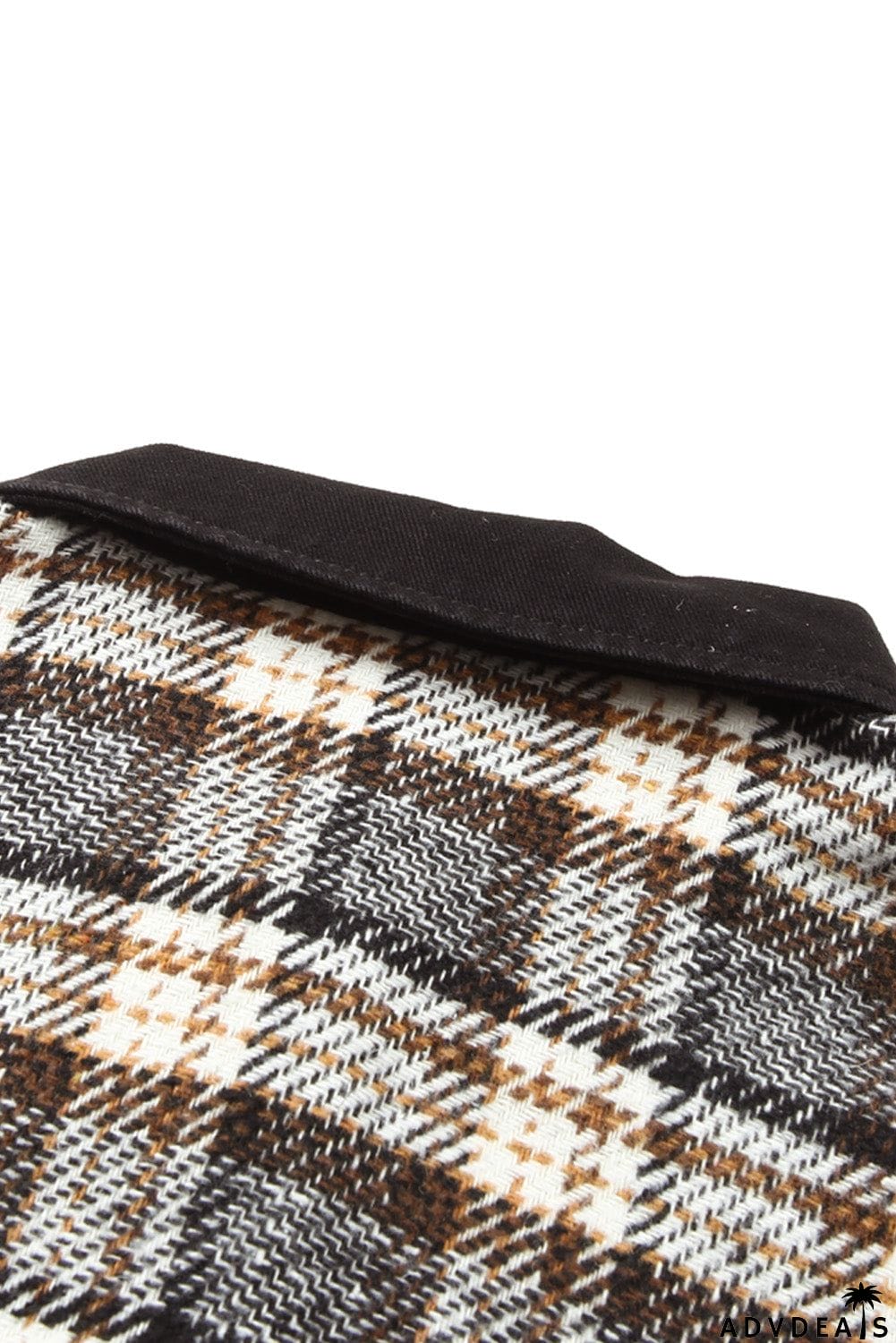 Plaid Patchwork Raw Hem Denim Jacket