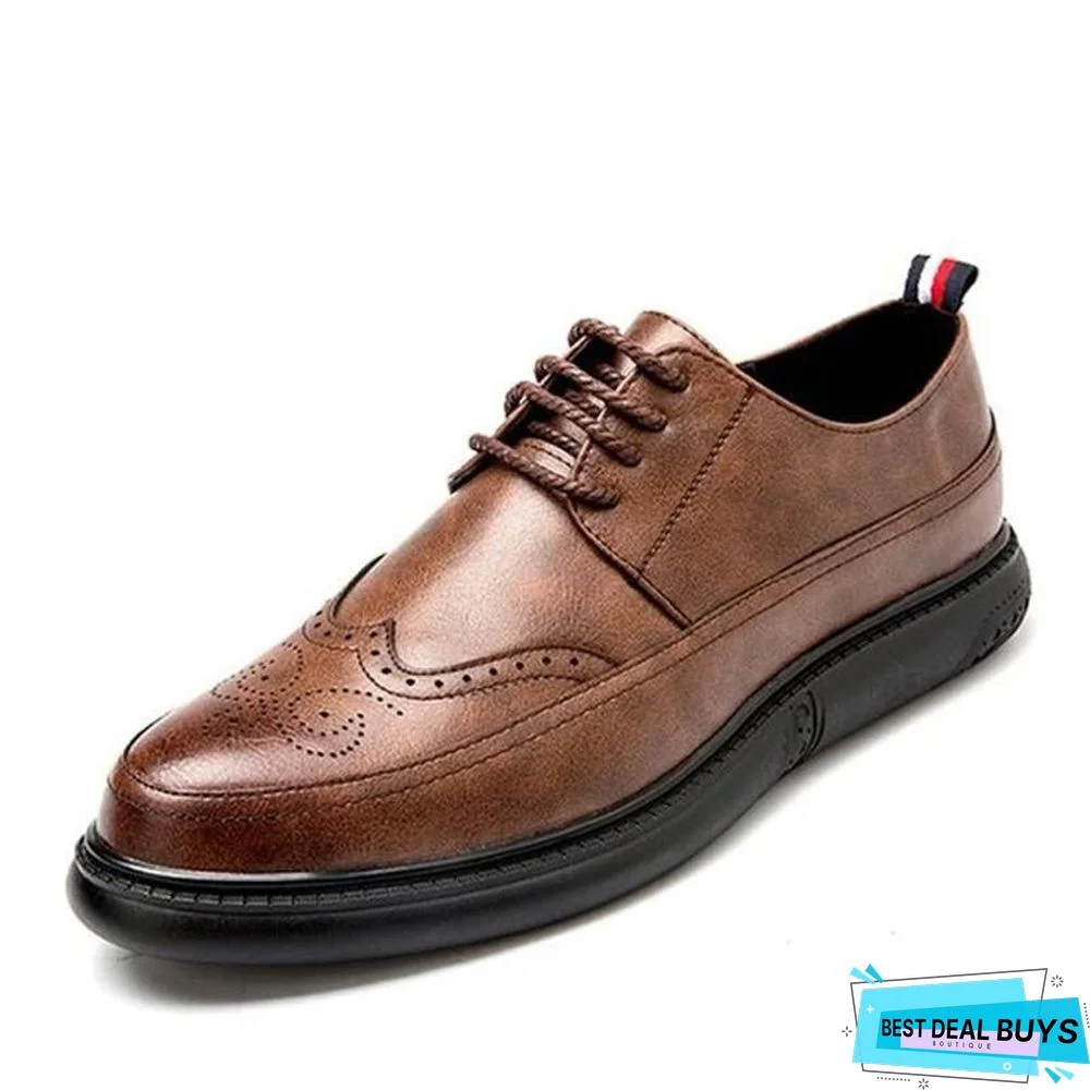 Retro Bullock Design Men Classic Business Formal Shoes Pointed Toe Leather Shoes Oxford Shoes