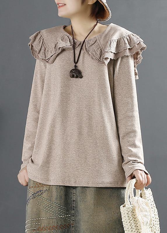 VCSHOES Peter Pan Collar Blouses For Women Design Chocolate Shirts