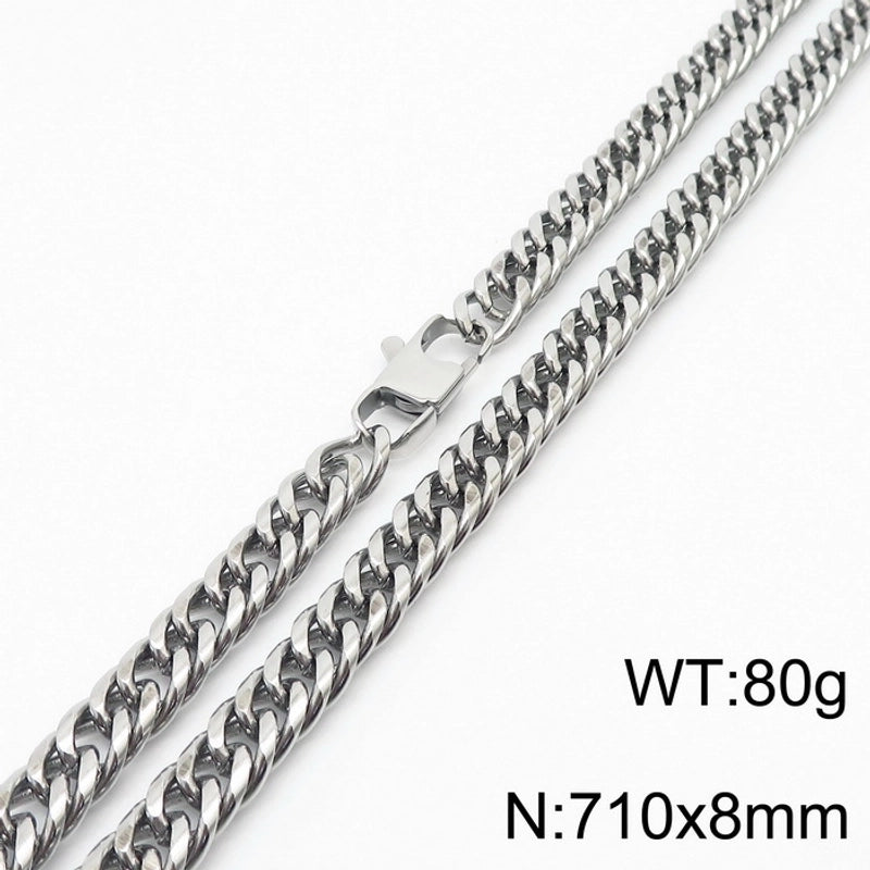 Hip-hop Retro Solid Color Titanium Steel Chain Men’s Necklace