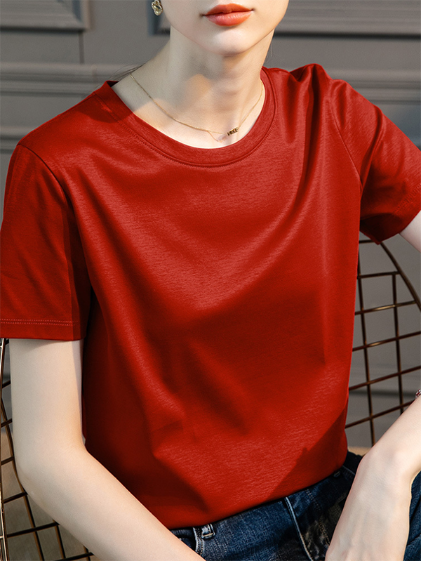 Minimalist Roomy Short Sleeves Pure Color Round-Neck T-Shirts Tops