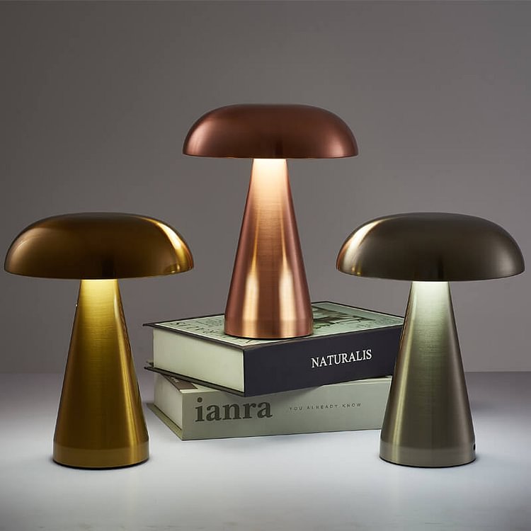 LED Retro Rechargeable Metal Mushroom Table Lamp
