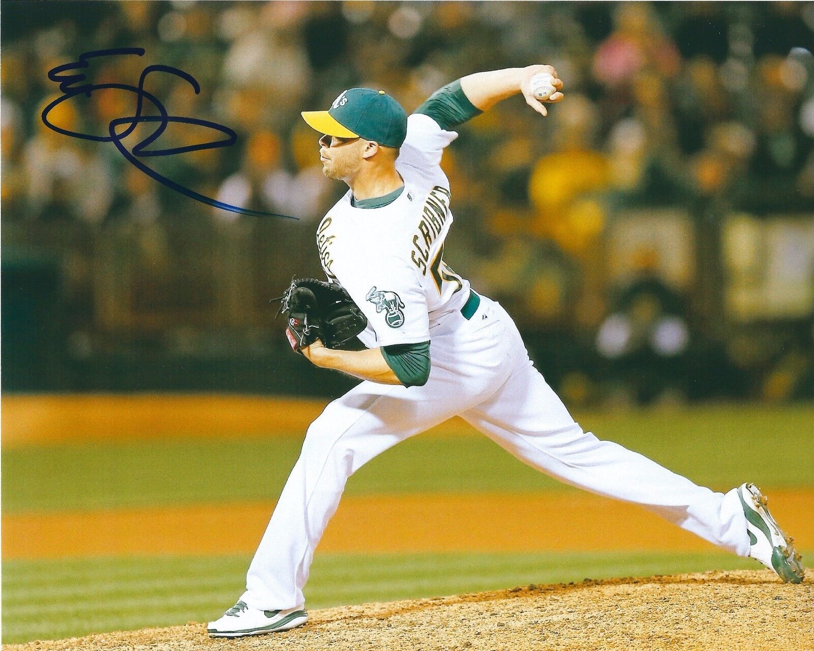 Signed 8x10 EVAN SCRIBNER Oakland A's Autographed Photo Poster painting- COA