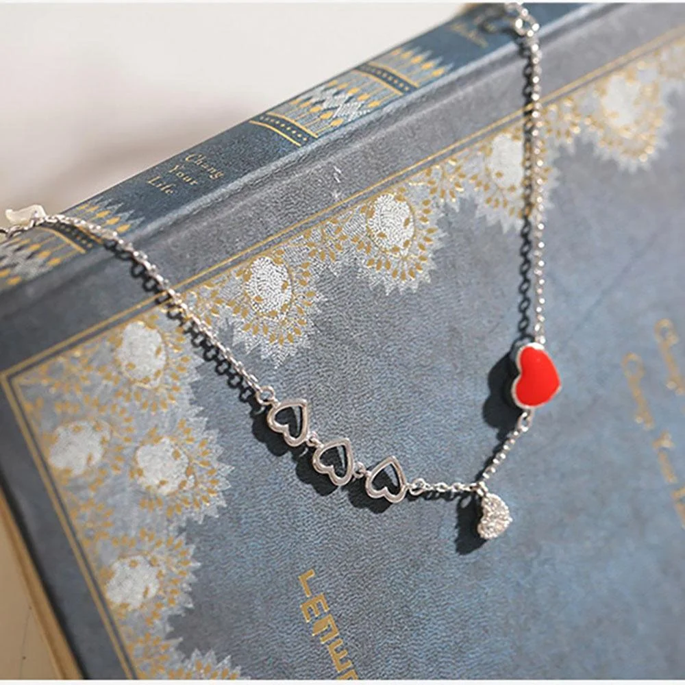 Romantic Red Heart Zircon Bracelet