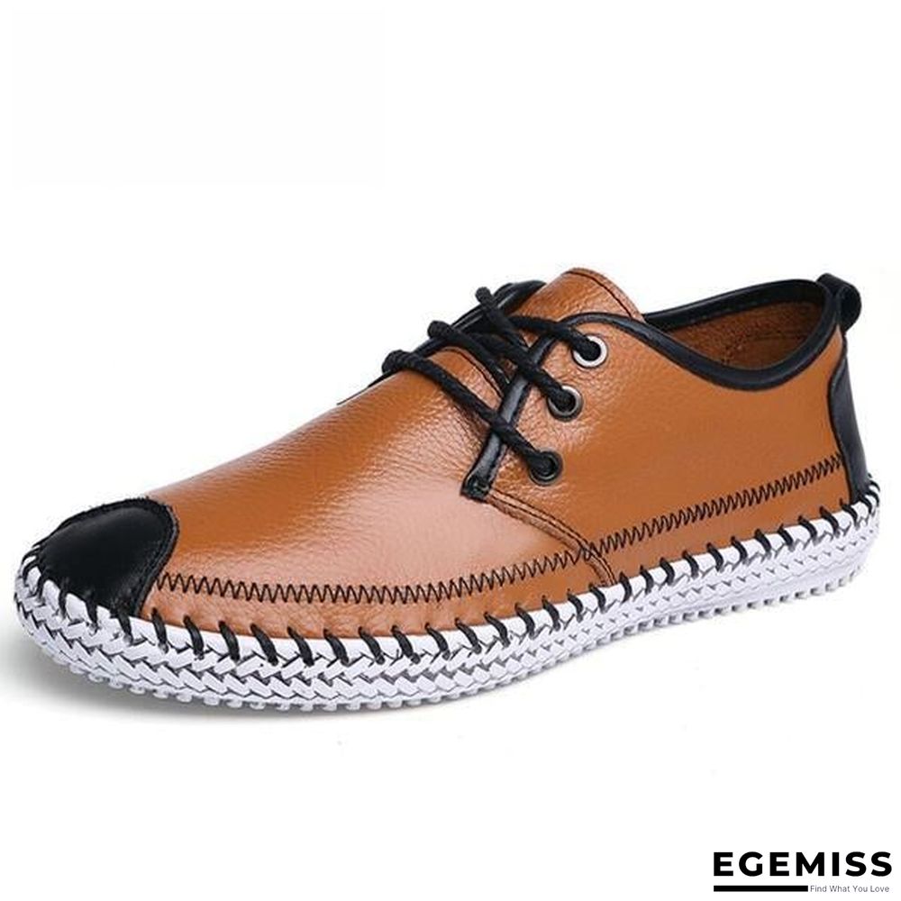 Men Breathable Comfortable Split Leather Men Loafers Flats Casual Shoes | EGEMISS