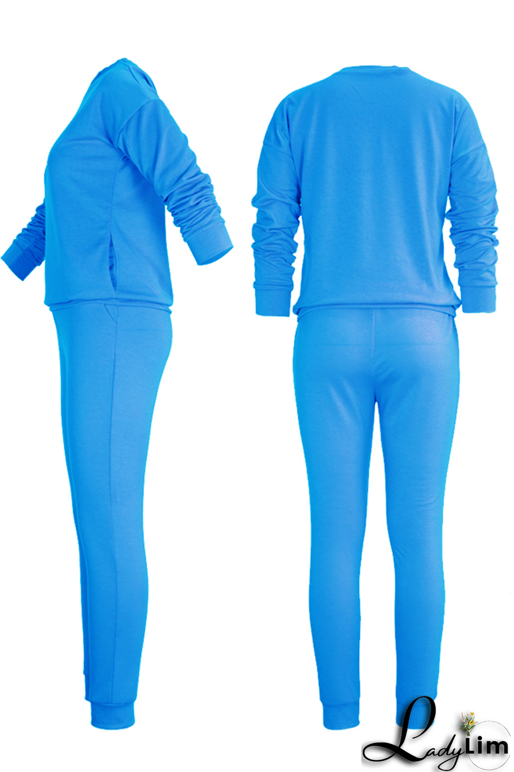 Yellow Fashion Lips Printed Patchwork O Neck Long Sleeve Two Pieces