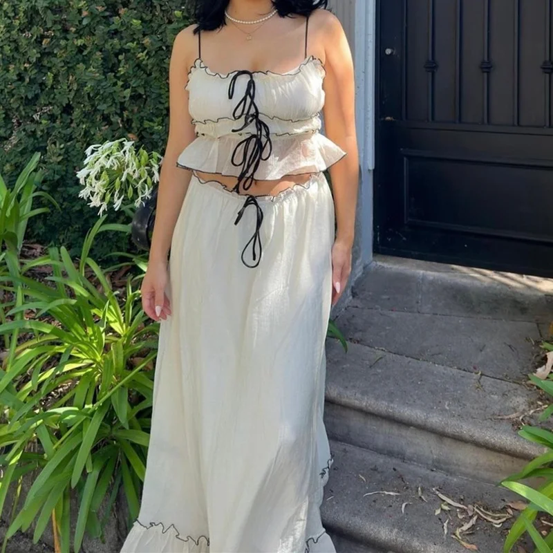 Uveng Uveng Summer New Fashion French Sexy Holiday Top Top Slim Temperament Dress Suit