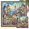 Colorful Town-11CT Stamped Cross Stitch 50*50cm/19.69*19.69in tapestrymarket
