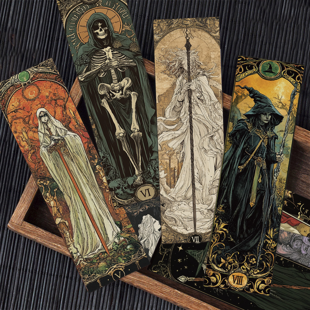Tegooe 30 Pcs Dark Academia Aesthetic Paper Bookmarks Set - Vintage Gothic Wizard Magic Art Page Markers for Readers