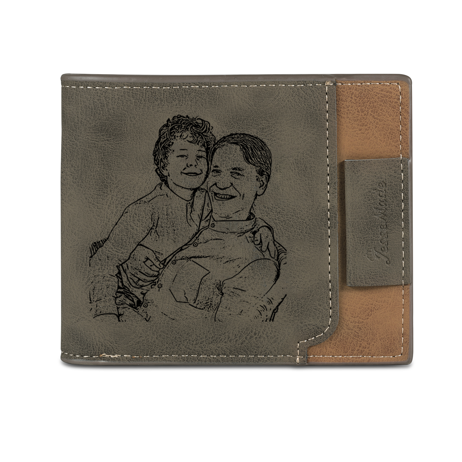 6 Names - Personalised Photo Custom Leather Men's Wallet as a Father's Day Gift for Dad