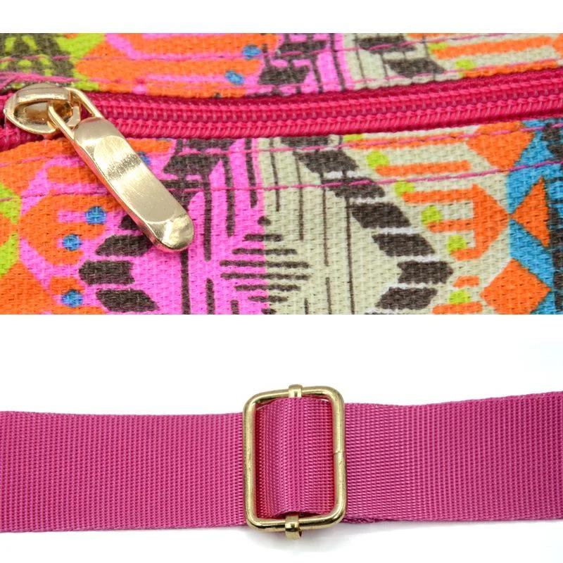 Ladies ethnic simple geometric elements soft canvas messenger bag