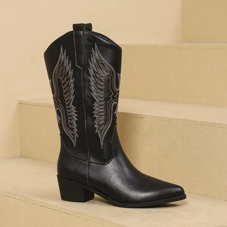 Women's Embroidered Denim High Western Cowgirl Boots