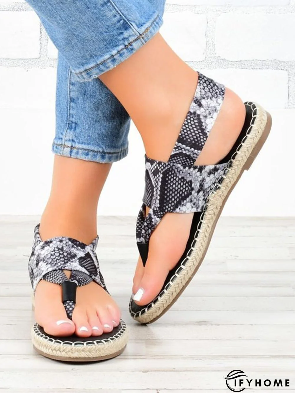 Snake Print Flip Flop Sandals | IFYHOME