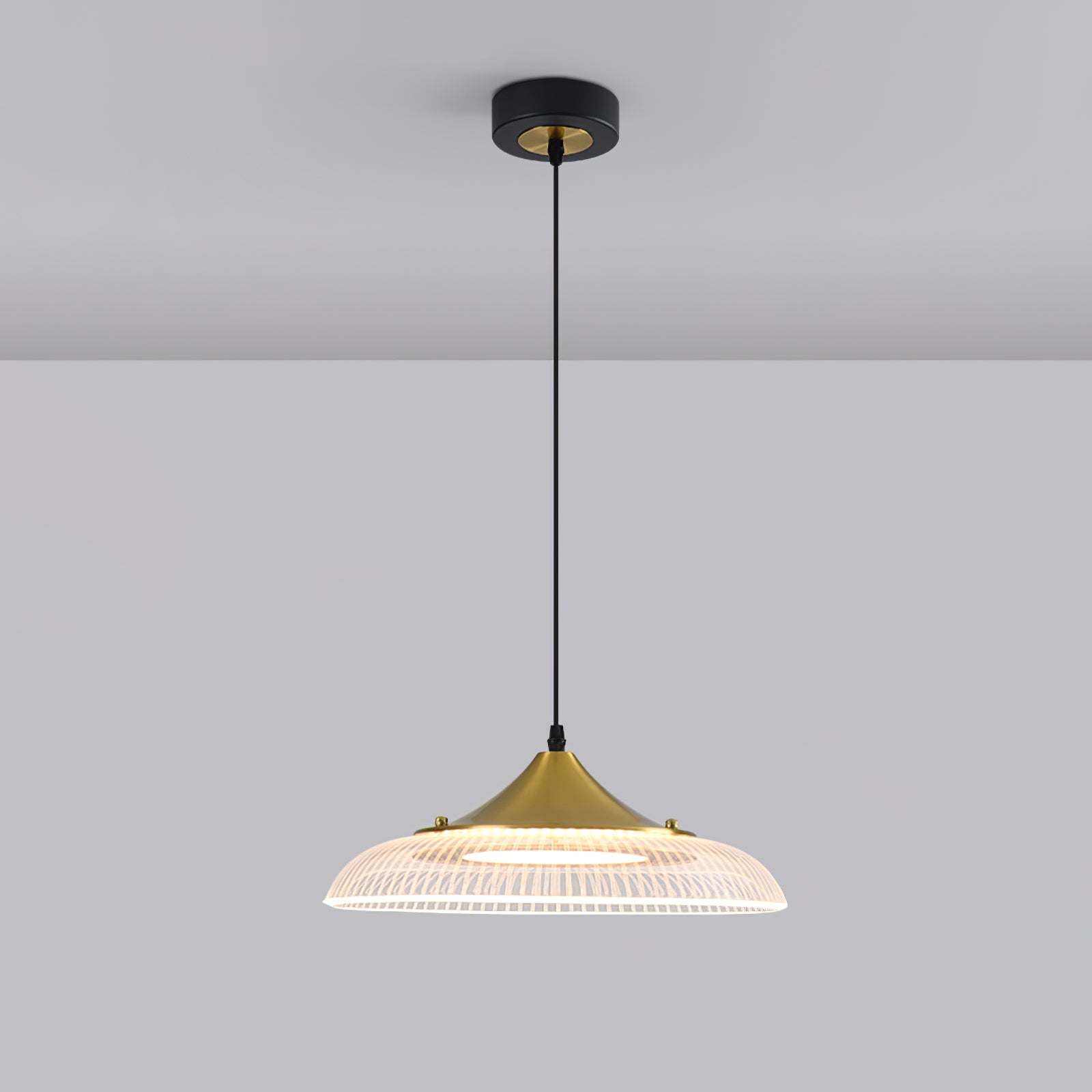 Round Acrylic LED Gold & Black Pendant Light