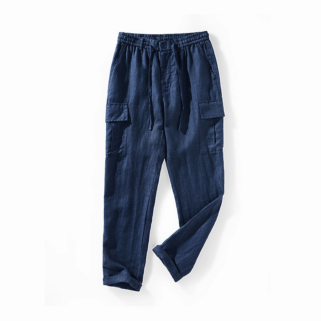 100% European Linen Men's Mid Rise Pants REAL SILK LIFE