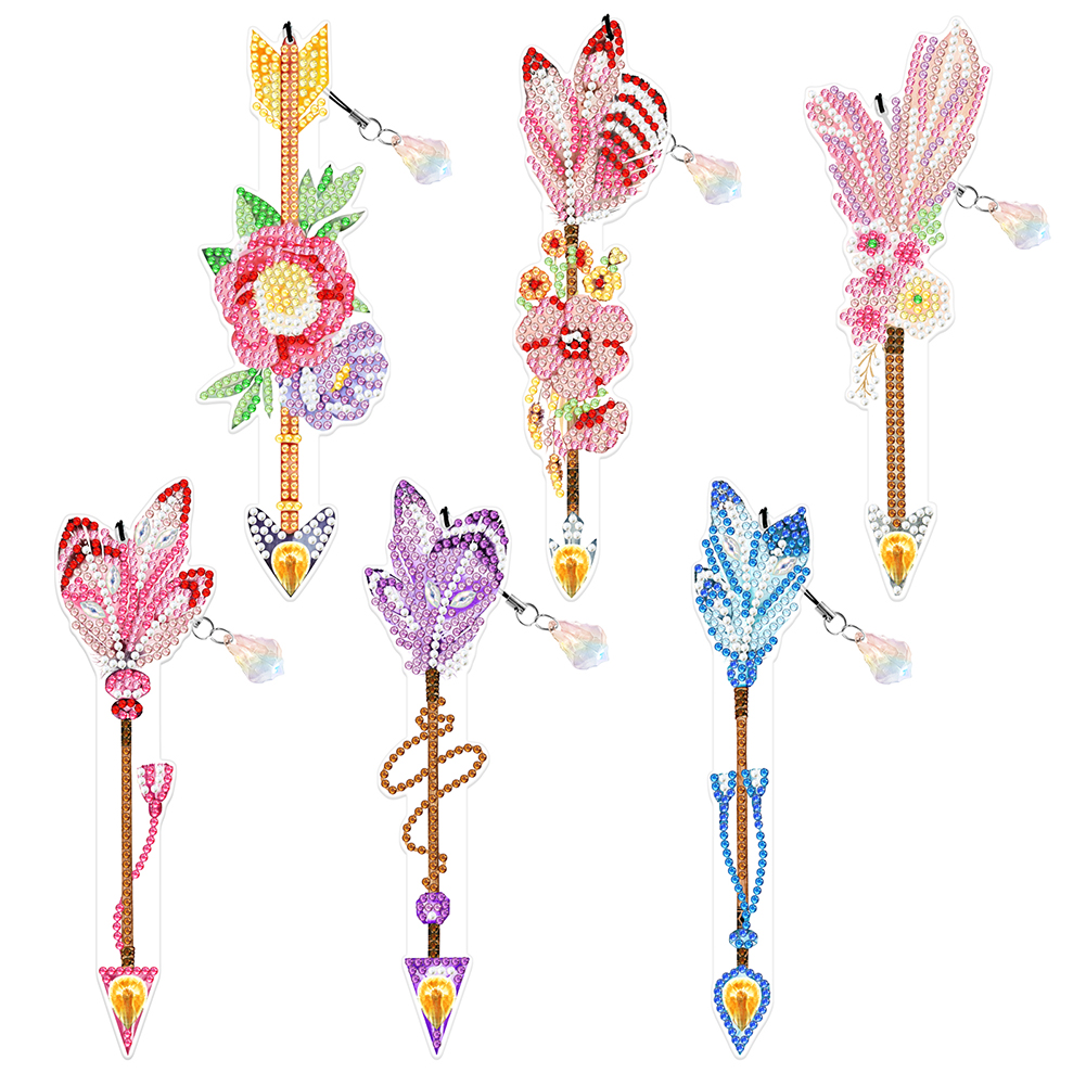 6pcs Bookmark Student Gifts 5D DIY Feather Shape for Adults Kids (SQ203)