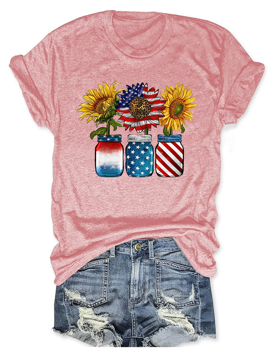 Patritotic Sunflower 4th Of July T-shirt