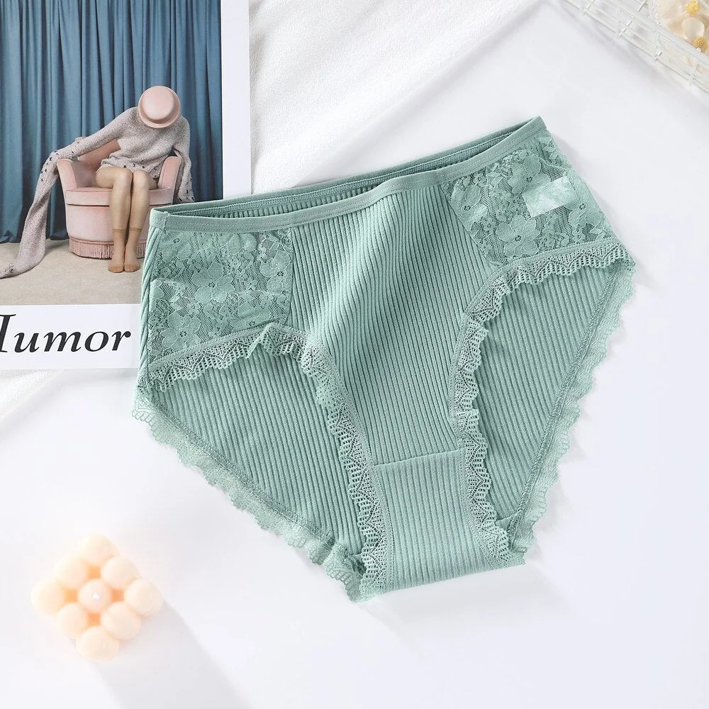 Cotton Panties Women Comfortable Underwear Sexy High-Rise Lace Underpants Female Lingerie Big Size Ladies Briefs Underwears 3XL