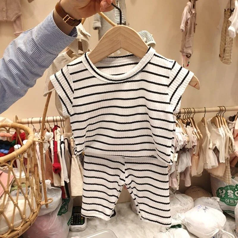 New 2020 Summer Baby Clothing Set Paid Vest Tops and Bloomers 2pcs 0-3Yrs Baby Girls Clothes