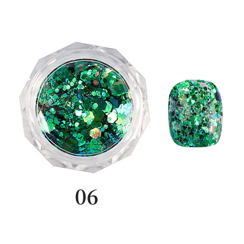 iridescent Flakes Gold Pink White Flakes Slices Chrome Pigment Dust Nail Powder Glitter Sequins Nail Art Decoration Manicures-Nail Inspo