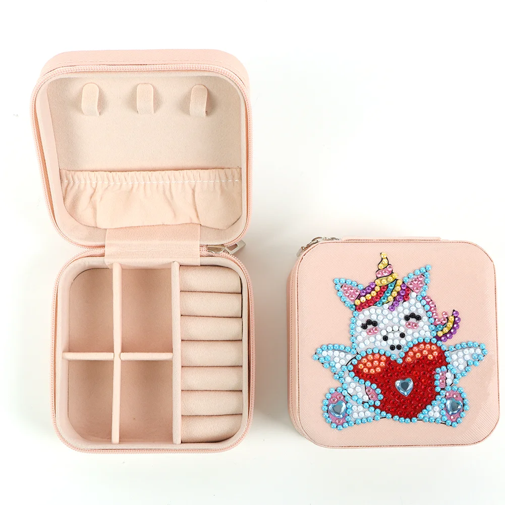 DIY 5D Rhinestone Jewelry Storage Box Special Shape Diamond Case (Unicorn)