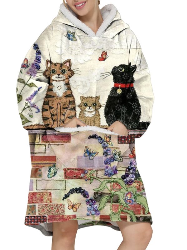 Leisure cute animal printed lazy sweater blanket