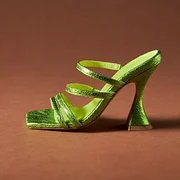 ★JILLSTUART★ Hailey Square Toe Ring Mule 3color JLSO4E581B Green Metallic Square Toe Hourglass Heel Strappy Mule Shoes