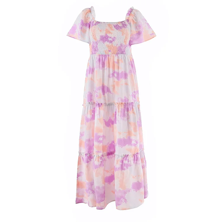 Kid Tie-dye Puff Sleeve Dress
