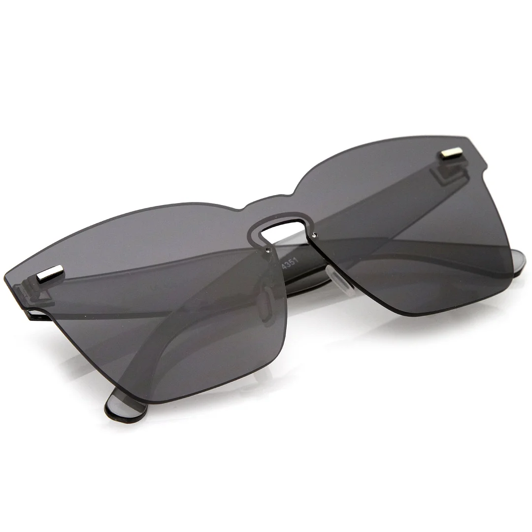 Oversize Rimless Keyhole Nose Bridge Mono Lens Horn Rimmed glasses 63mm