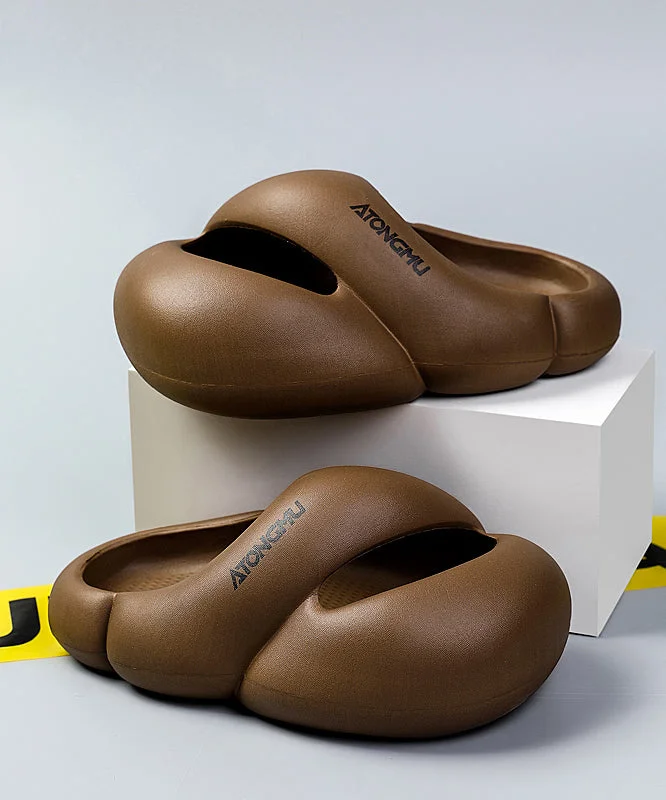 Soft Comfortable Coffee Hollow Out Slippers Shoes