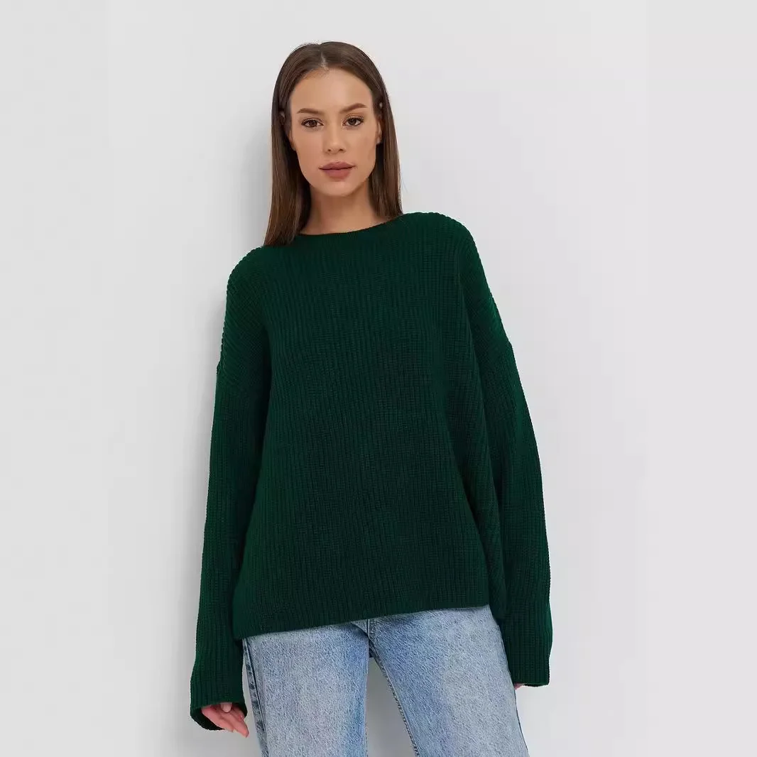 Uveng Uveng / Winter 2024 Round Collar Loose Long Sleeve Basic Casual Sweater Sweater