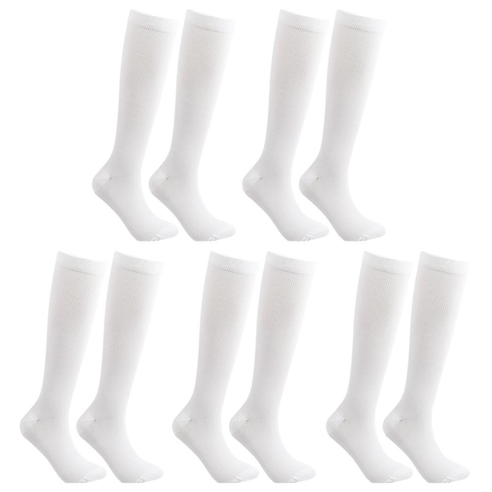

5 Pairs Compression Socks Men Women Graduated Nursing Circulation Socks, 5 pairs white, 501 Original