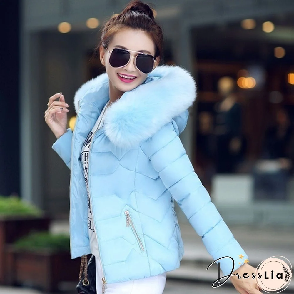 Fashion Women's Down&Parkas Cotton Jackets Female Cotton-Padded Winter Coat Large Fur Collar with Hoody Plus Size S-XXXL Parka