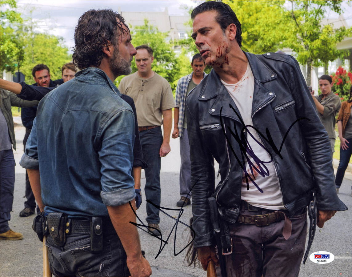 Andrew Lincoln Jeffery Dean Morgan SIGNED 11x14 Photo Poster painting The Walking Dead PSA/DNA