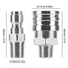 2Pcs 1/4 High Pressure Washer Quick Connector External Thread Pipe Hose Adapter