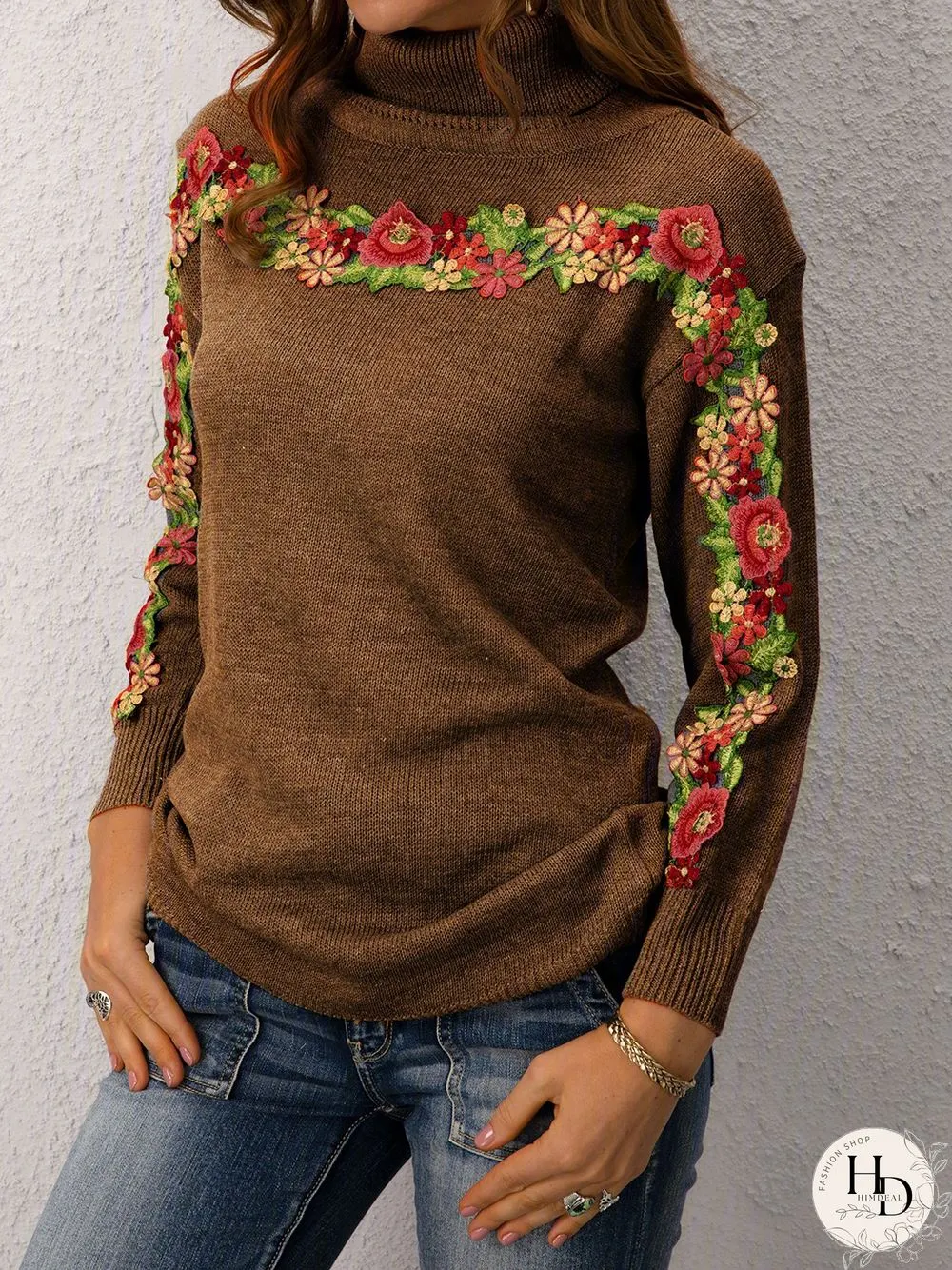 Casual Long Sleeve Plus Size Turtleneck Sweater