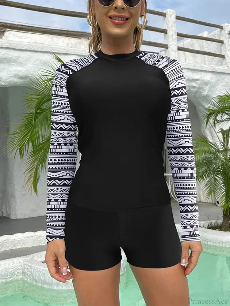 Print Push Up Diving Suit Two Piece Set