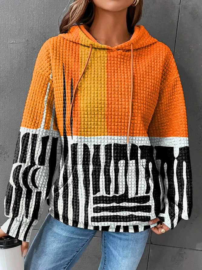 Vintage Colorful Keyboard Art Waffle Hooded Sweatshirt