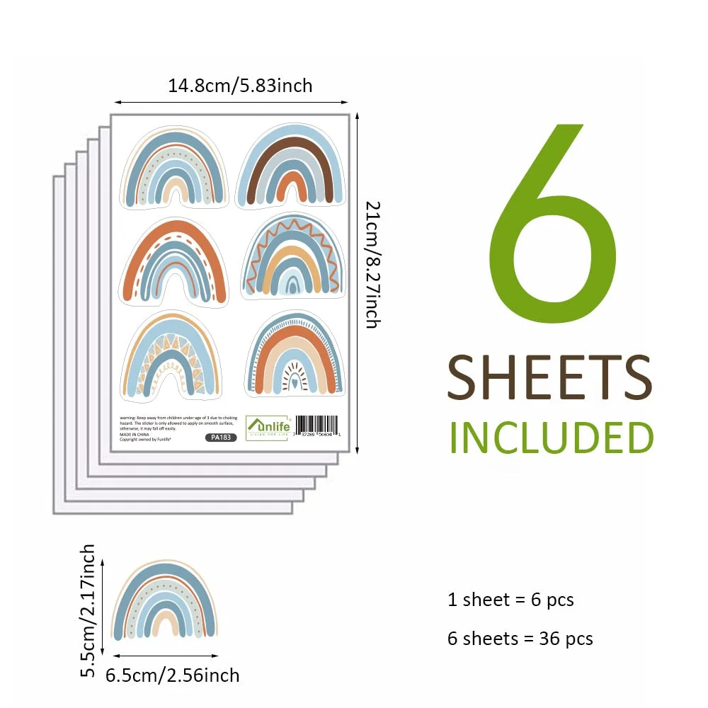 Rainbow Wallpaper On The Wall Stickers For Children's Room Ornaments Baby Room Stencils For Walls For Vinyls Decorative