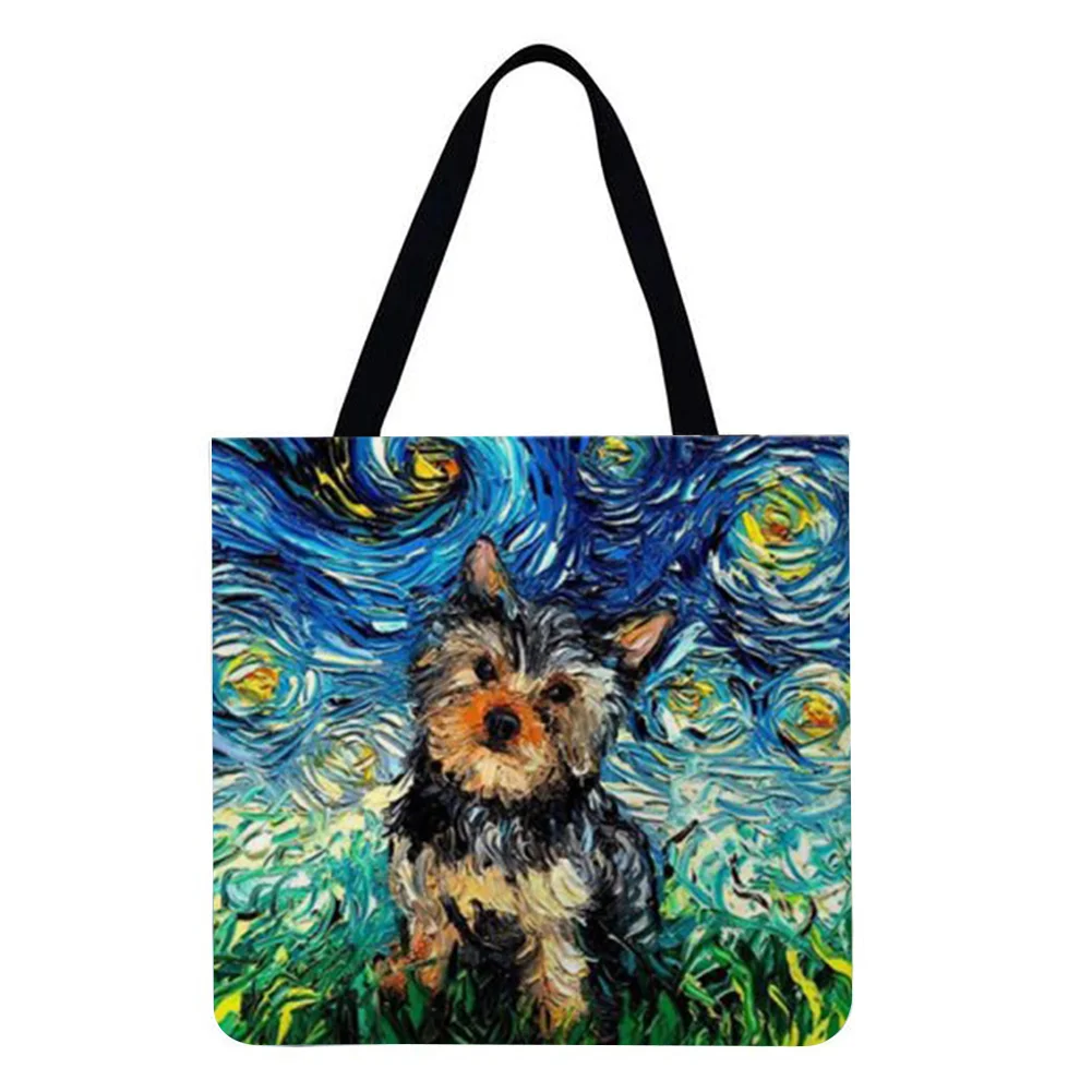 Linen Tote Bag-Star Dog