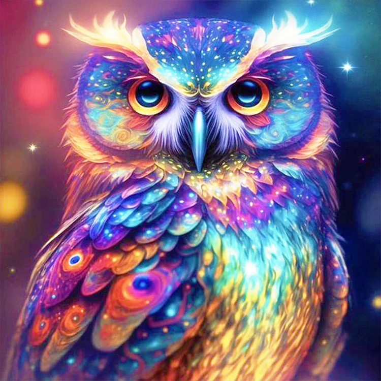 Full Round Diamond Painting - Colorful Owl 30*30CM