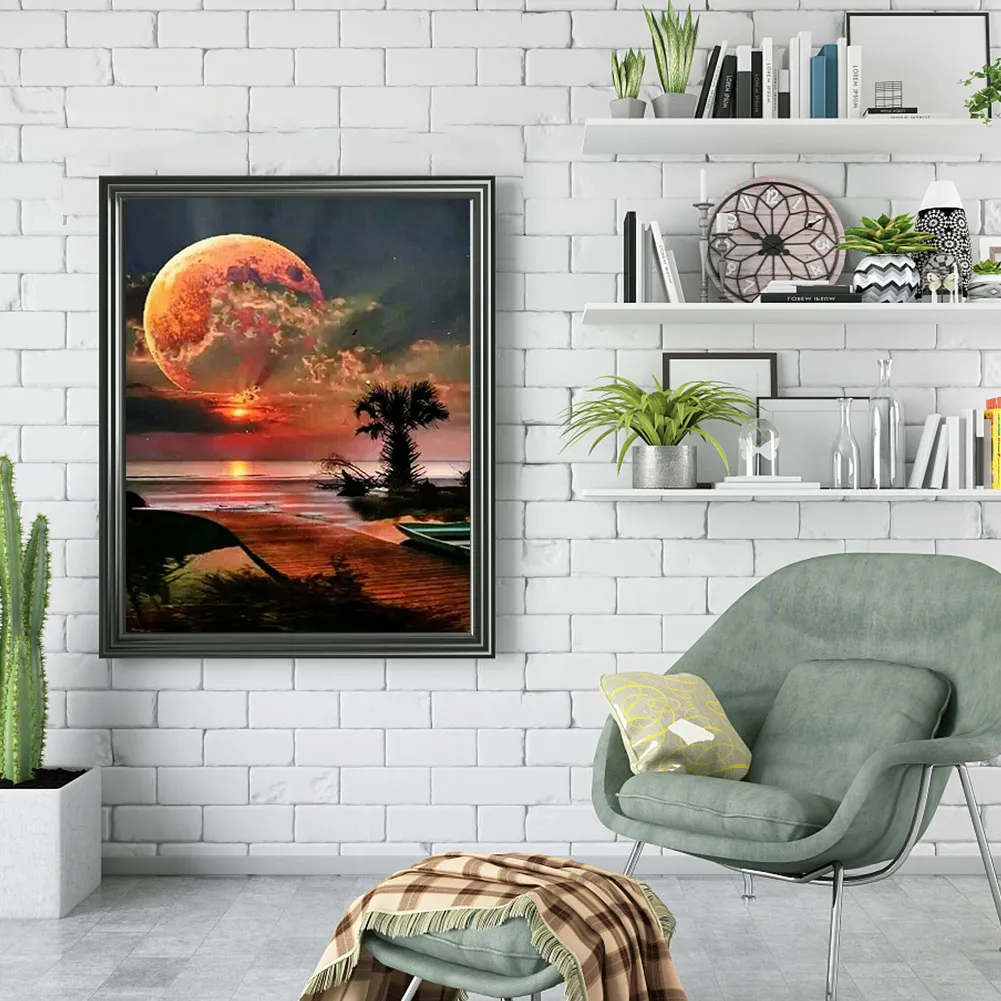 Full Round Diamond Painting 40*50cm - Sunrise At The Seaside